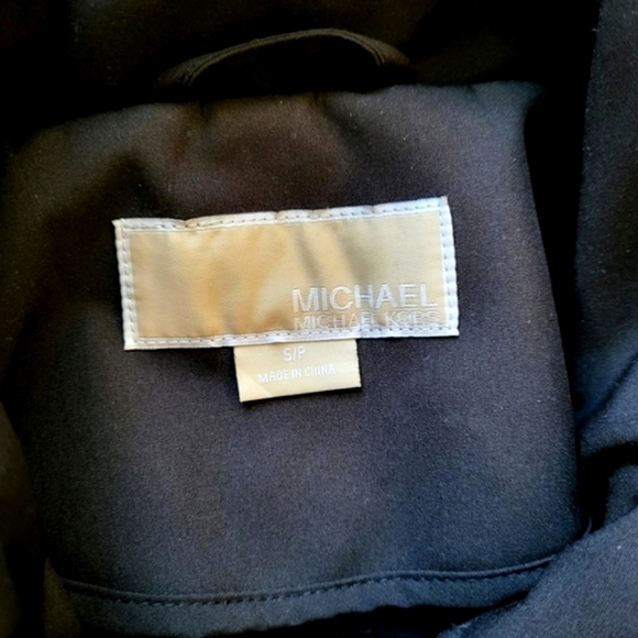 Michael Kors Women Black Full Zip Hooded Belted Fleece Lined Coat Jacket - Picture 13 of 14